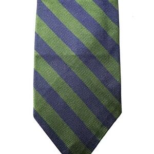 Vintage Brooks Brothers Blue Green Striped Silk Tie Classic Preppy Neckwear USA